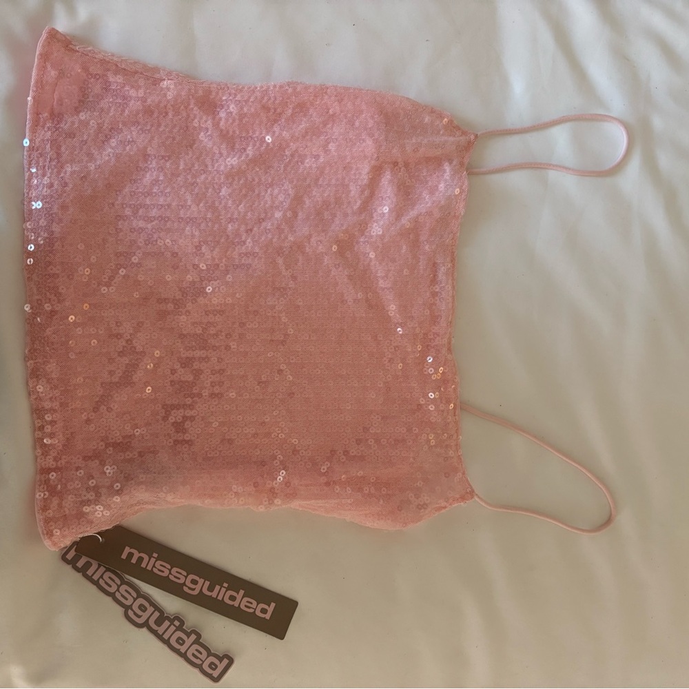 Missguided Pink Sequin Cami Top